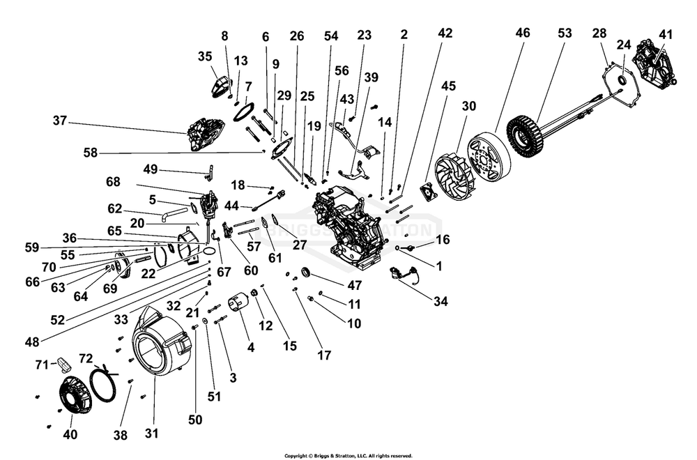 Engine (80102791) Diagram and Parts List for 030852-01  Briggs and Stratton Generator